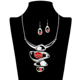 109172, OVAL RHINESTONE ACCENT STATEMENT NECKLACE
