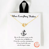 109190, WHEN EVERYTHING SHAKES DAINTY ANCHOR CUBIC ZIRCONIA ACCENT NECKLACE