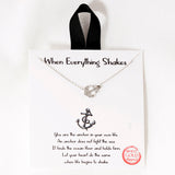 109190, WHEN EVERYTHING SHAKES DAINTY ANCHOR CUBIC ZIRCONIA ACCENT NECKLACE