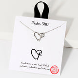 109192, PSALM 51 10 HEART AND CROSS CUBIC ZIRCONI ACCENT NECKLACE