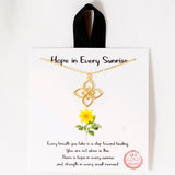 109193, HOPE IN EVERY SUNRISE FLORAL CLOVER PENDANT NECKLACE