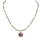 109198, 14K GOLD PLATED GEOMETRIC CUBIC ZIRCONIA PENDANT BALL BEADED DESIGNER INSPIRED NECKLACE