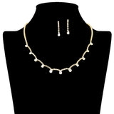 109199, DAINTY TEARDROP ACCENT CRYSTAL RHINESTONE NECKLACE