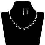 109199, DAINTY TEARDROP ACCENT CRYSTAL RHINESTONE NECKLACE