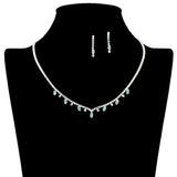 109200, DAINTY MARQUISE ACCENT CRYSTAL RHINESTONE NECKLACE