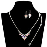 109201, MARQUISE CUBIC ZIRCONIA ACCENT CRYSTAL RHINESTONE NECKLACE WITH BRACELET