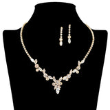 109202, MARQUISE CUBIC ZIRCONIA ACCENT CRYSTAL RHINESTONE NECKLACE
