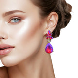 109207, TEARDROP SHAPE RHINESTONE DANGLE EARRING