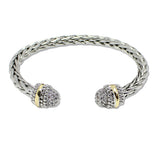 109208, 14K GOLD PLATED BALL PAVE CUBIC ZIRCONIA ACCENT DESIGNER INSPIRED CUFF BRACELET