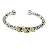 109209, 14K GOLD PLATED PAVE CUBIC ZIRCONIA ACCENT DESIGNER INSPIRED CUFF BRACELET