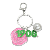 109210, ROSE FLOWER YEARS PEARL CHARMS KEYCHAIN BAG CHARM