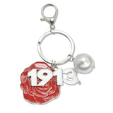 109210, ROSE FLOWER YEARS PEARL CHARMS KEYCHAIN BAG CHARM