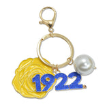 109210, ROSE FLOWER YEARS PEARL CHARMS KEYCHAIN BAG CHARM