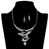 109211, OVAL CELLULOID ACETATE RHINESTONE ACCENT ELEGANT STATEMENT NECKLACE