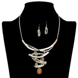 109211, OVAL CELLULOID ACETATE RHINESTONE ACCENT ELEGANT STATEMENT NECKLACE