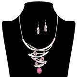 109211, OVAL CELLULOID ACETATE RHINESTONE ACCENT ELEGANT STATEMENT NECKLACE