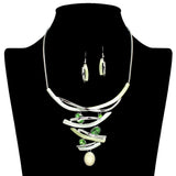 109211, OVAL CELLULOID ACETATE RHINESTONE ACCENT ELEGANT STATEMENT NECKLACE