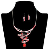 109211, OVAL CELLULOID ACETATE RHINESTONE ACCENT ELEGANT STATEMENT NECKLACE