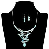 109211, OVAL CELLULOID ACETATE RHINESTONE ACCENT ELEGANT STATEMENT NECKLACE