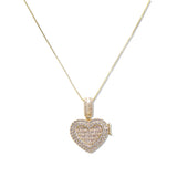 109212, HEART LOCKET CUBIC ZIRCONIA PENDANT NECKLACE