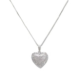 109213, HEART PAVE CUBIC ZIRCONIA PENDANT NECKLACE