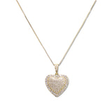 109213, HEART PAVE CUBIC ZIRCONIA PENDANT NECKLACE