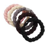 109216, SET OF 6 SOFT NEUTRAL COLORS BRAIDED FABRIC HAIR TIES