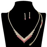 109217, MARQUISE CUBIC ZIRCONIA ACCNET CRYSTAL RHINESTONE NECKLACE WITH BRACELET