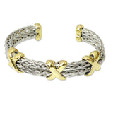 109232, 14K GOLD PLATED TRIPLE X ACCENT DESIGNER INSPIRED CUFF BRACELET