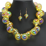109234, CHUNKY IRIDESCENT BUBBLE BALL BEAD NECKLACE
