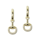 109236, 14K GOLD PLATED PAVE CUBIC ZIRCONIA ACCENT DESIGNER INSPIRED EARRING
