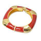 109326, GOLD WITH ENAMEL HINGED BANGLE BRACELET