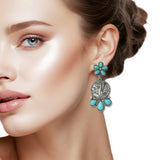 109242, WESTERN VINTAGE TURQUOISE COIN DROP EARRING