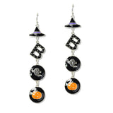 109245, HALLOWEEN BOO WITCH HAT GHOST PUMKIN ENAMEL DROP EARRING