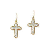 109246, PAVE RHINESTONE CROSS DANGLE EARRING