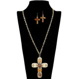 109251, CROSS GLITTER CELLULOID ACETATE LONG PENDANT NECKLACE