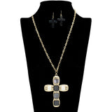 109251, CROSS GLITTER CELLULOID ACETATE LONG PENDANT NECKLACE