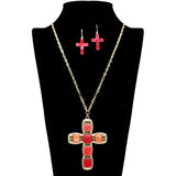 109251, CROSS GLITTER CELLULOID ACETATE LONG PENDANT NECKLACE
