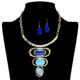 109255, GEOMETRIC MARBLE CELLULOID ACETATE ACCENT STATMENT NECKLACE