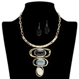 109255, GEOMETRIC MARBLE CELLULOID ACETATE ACCENT STATMENT NECKLACE
