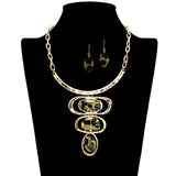 109255, GEOMETRIC MARBLE CELLULOID ACETATE ACCENT STATMENT NECKLACE