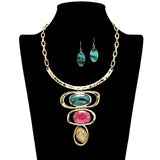 109255, GEOMETRIC MARBLE CELLULOID ACETATE ACCENT STATMENT NECKLACE