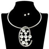109256, ROUND RHINESTONE ACCENT STATEMENT CHOKER NECKLACE