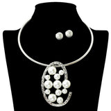 109257, ROUND PEARL ACCENT STATEMENT CHOKER NECKLACE