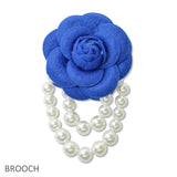 109261, SORORITY CAMELLIA FLOWER PIN BROOCH WITH PEARL CHAINS
