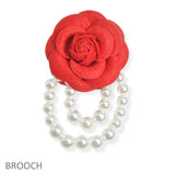 109261, SORORITY CAMELLIA FLOWER PIN BROOCH WITH PEARL CHAINS