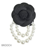109262, CAMELLIA FLOWER PIN BROOCH WITH PEARL CHAINS