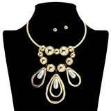 109276, TEARDROP ACCENTS BOLD BEADED STATEMENT CHOKER NECKLACE