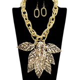 109280, BOLD LEAF CLUSTER STATEMENT NECKLACE