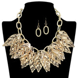 109281, BOLD LEAF CLUSTER STATEMENT NECKLACE